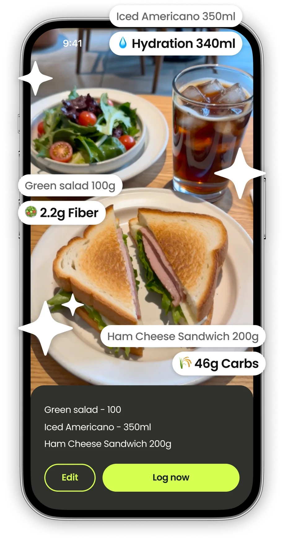 Meal logging screen