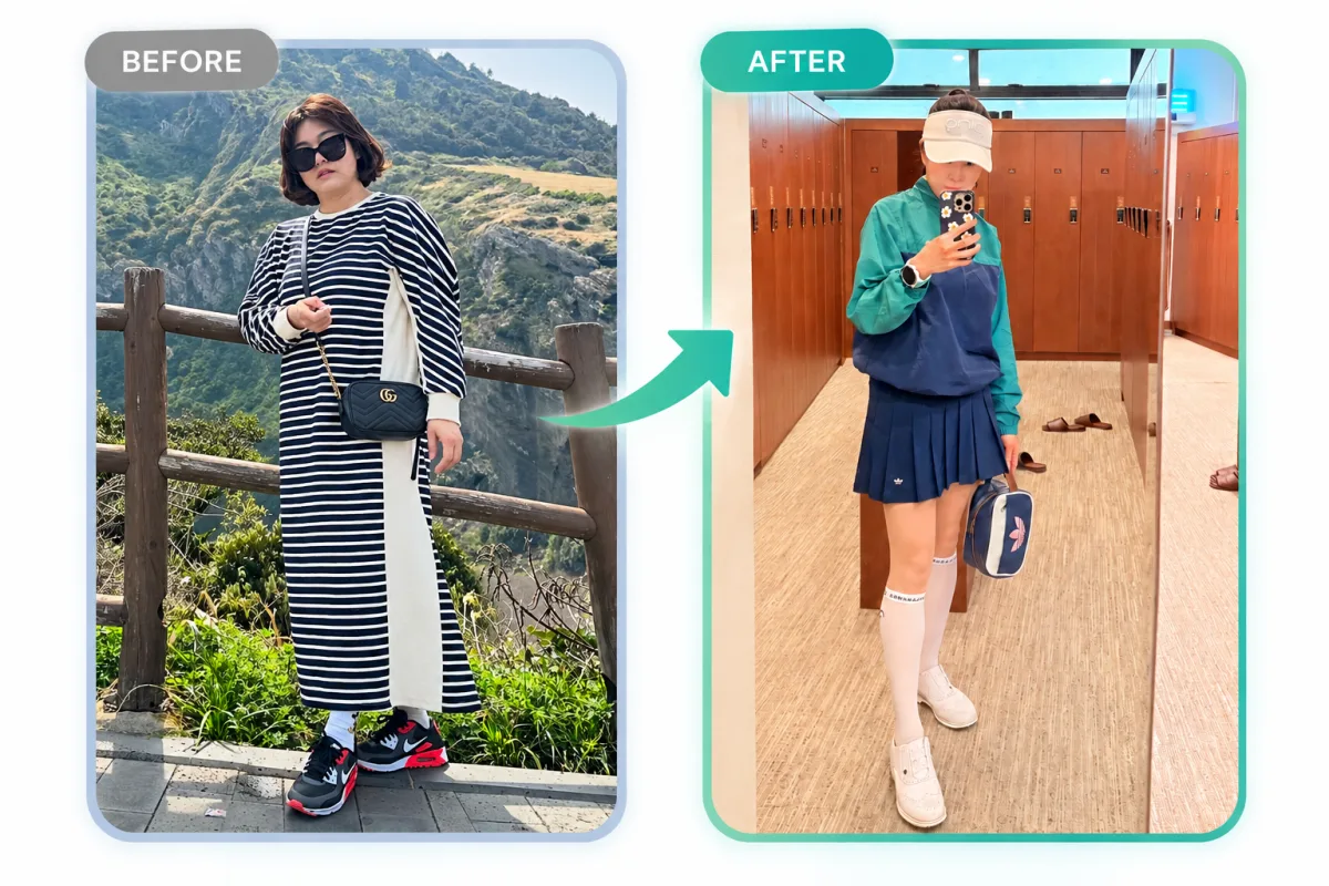 Before and after photos of b**, a HAVIT clinical study participant